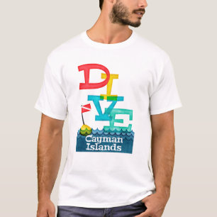 Cayman Islands dyk - färgrik Scuba T Shirt