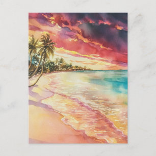 Cayman ö Watercolor Painting Vykort