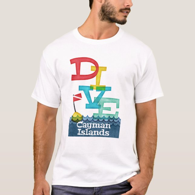 Caymanöarna Dive - Färgbelagd dyuba T Shirt (Framsida)