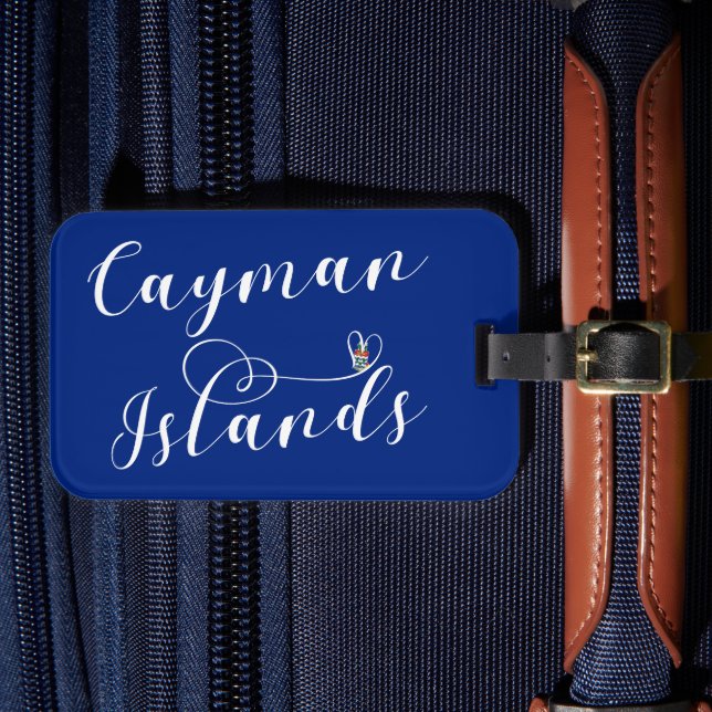 Caymanöarna Flagga Heart, Cayman Isles Bagagebricka (Framsida Insitu 4)