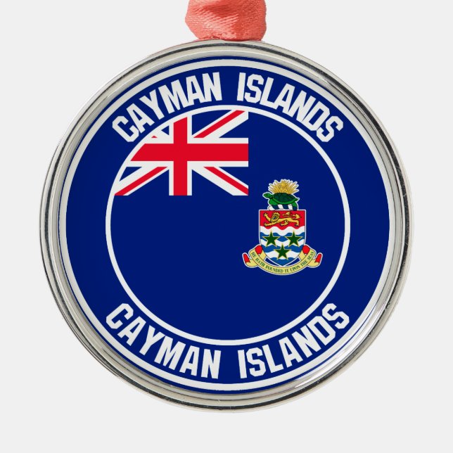 Caymanöarna Round Emblem Julgransprydnad Metall (Framsidan)