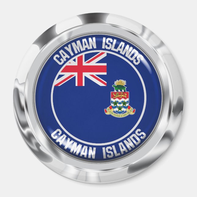 Caymanöarna Round Emblem Magnet (Framsidan)