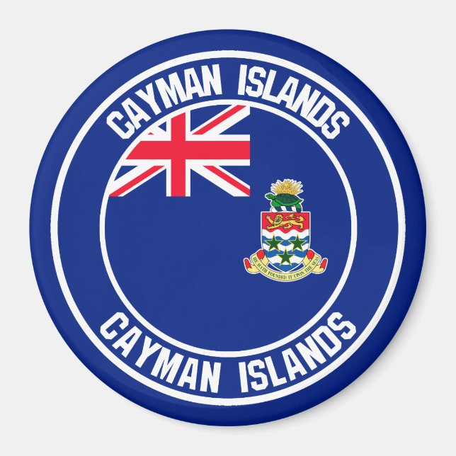Caymanöarna Round Emblem Magnet (Framsidan)