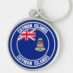 Caymanöarna Round Emblem Rund Silverfärgad Nyckelring