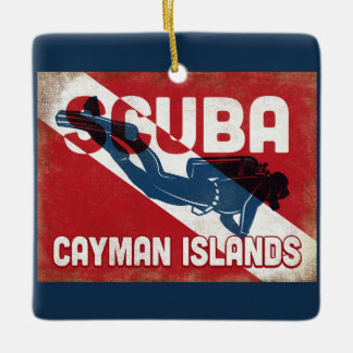 Caymanöarna Scuba Diver - Blue Retro Julgransprydnad Keramik