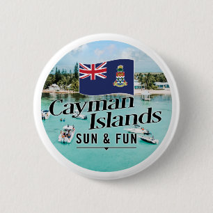 "Caymanöarna Sol & Roligt" med Flagga Knapp