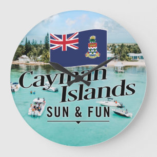 "Caymanöarna Sol & Roligt" med Flagga Stor Klocka