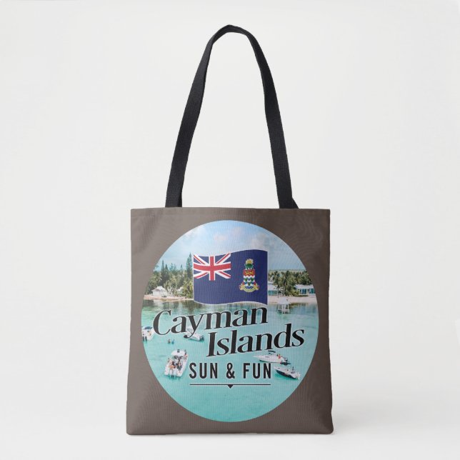 "Caymanöarna Sun & Fun" Med flagga Tygkasse (Framsida)