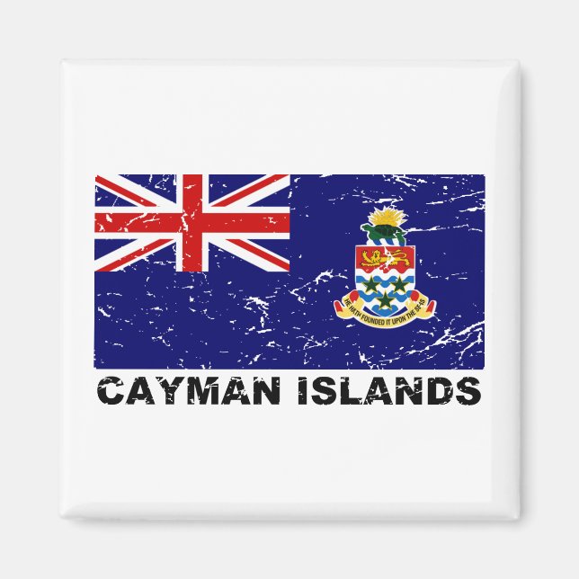 Caymanöarna Vintage Flagga Magnet (Framsidan)