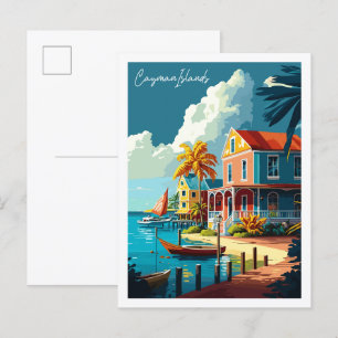 Caymanöarna vintage resor illustration vykort