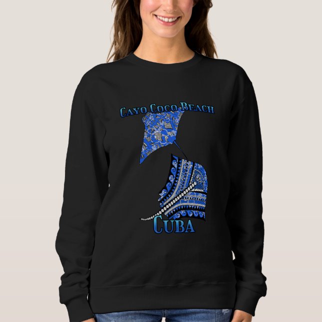 Cayo Coco Beach Cuba Vacation Tribal Stingray T Shirt (Framsida)