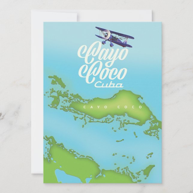 Cayo Coco Kuba vintage karta. (Framsida)
