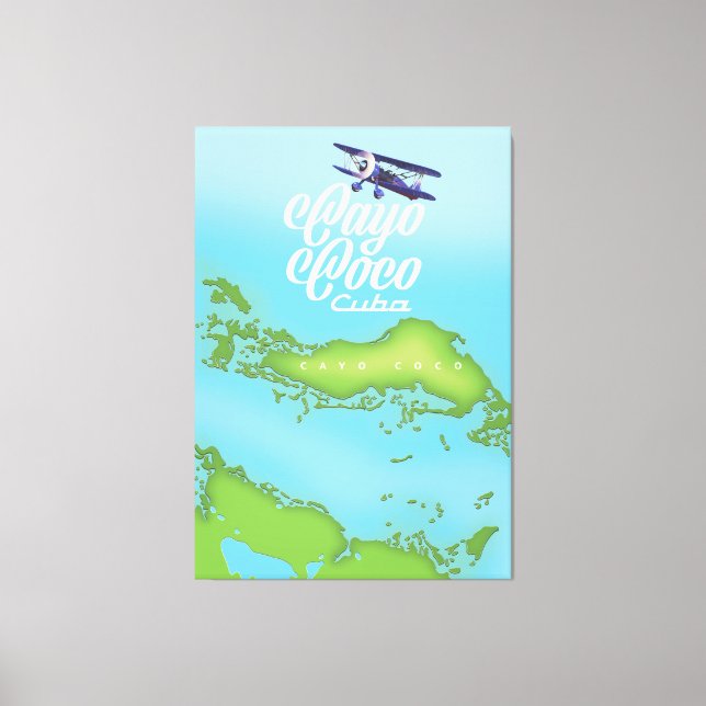 Cayo Coco Kuba vintage karta. Canvastryck (Framsida)