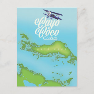 Cayo Coco Kuba vintage stil karta. Vykort