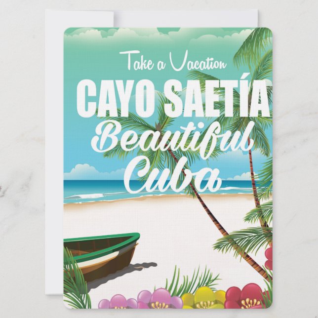 Cayo Saetía Kuba strand semester affisch Inbjudningar (Framsida)