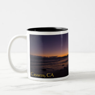 Cayucos mugg för CA-strandsolnedgång