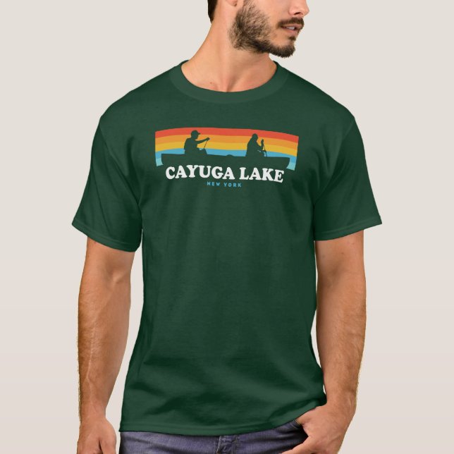 Cayuga Sjö New York Canoe T Shirt (Framsida)