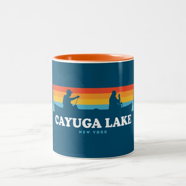 Cayuga Sjö New York Canoe Två-Tonad Mugg (Center)