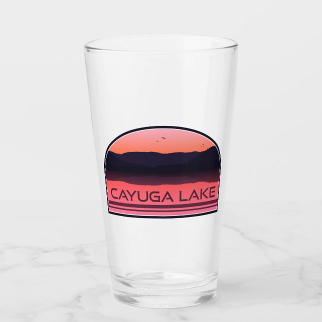 Cayuga Sjö New York Red Sunrise Glaskopp (Framsida)