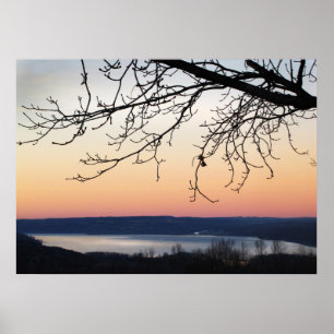 Cayuga sjö på solnedgången poster