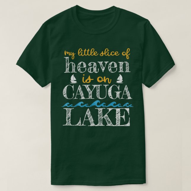Cayuga Sjö-segmentet av Heaven Finger Sjöar Boatin T Shirt (Design framsida)