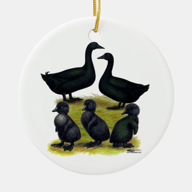 Cayugaankandfamilj Julgransprydnad Keramik (Framsidan)