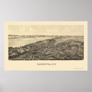 Cazenovia panorama- karta för NY - 1890 Poster