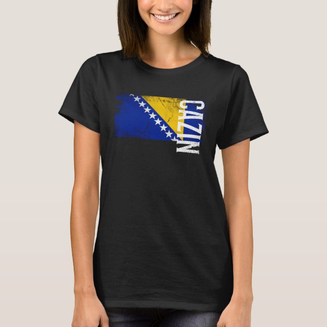 Cazin Bosnia Flag For Bosnian Men Women Kids T Shirt (Framsida)