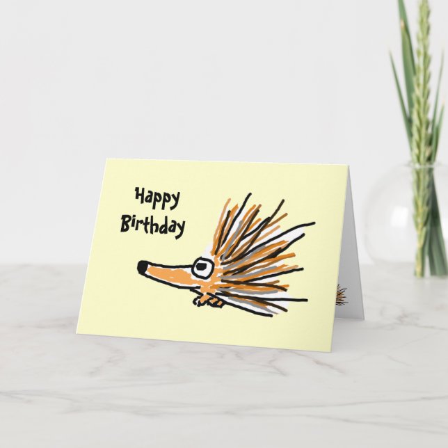 CB- Funny Porcupine Birthday Card Kort (Framsida)