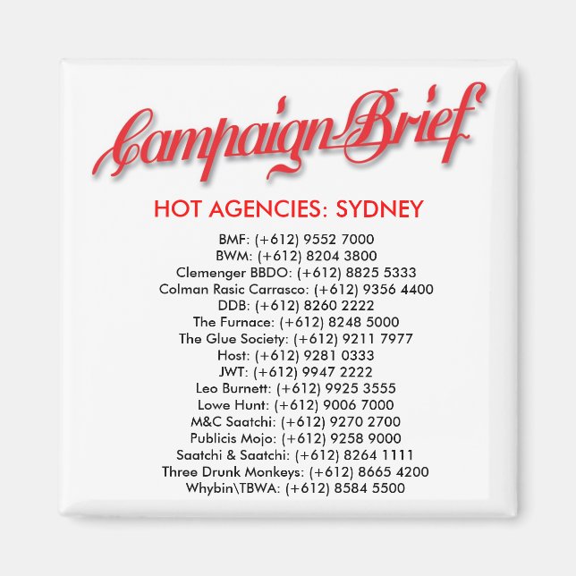 CB Magnet - Hett Agencies: Sydney (Framsidan)