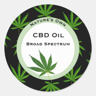 CBD Oil Broad Sptrum Product Label Stickers Runt Klistermärke