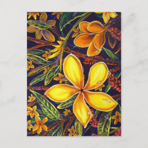 CBjork Gult Island Plumeria Art Vykort