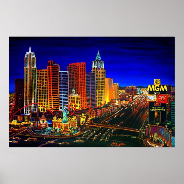 CBjork Las Vegas Cityscape Hotel Casinos Poster (Framsidan)