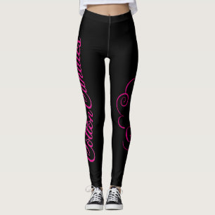 CC damaskertext och grafisk logotyp, svart Leggings