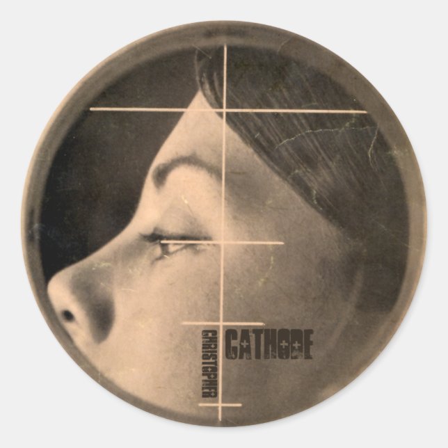 CC-flicka lateralt Runt Klistermärke (Framsida)