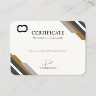 CC Productions varumärkeskit certifikat