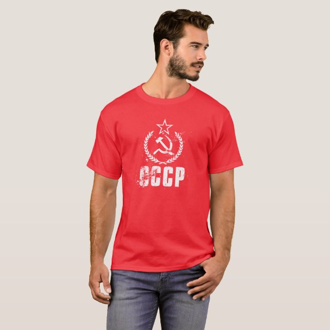 CCCP bultar skäran använd röda manar för flagga Tee (Hel framsida)