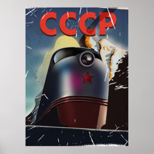 CCCP Retro vintage sovjetiskt tåg Affisch