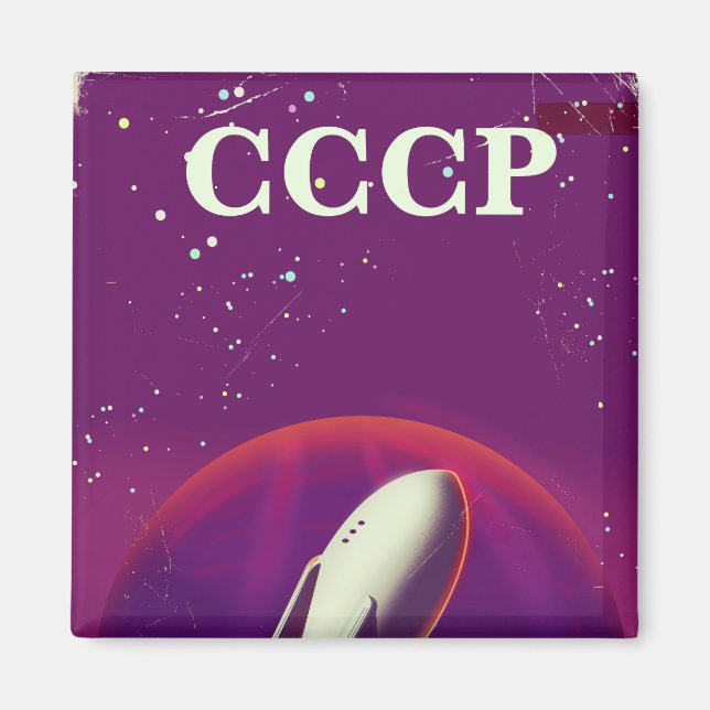 CCCP Sovjet rymdkapplöpning resaffisch Magnet (Framsidan)