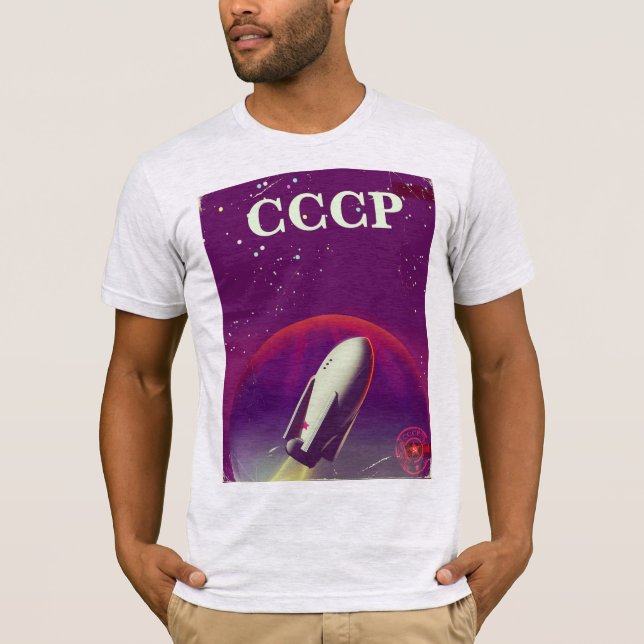 CCCP Sovjetiskt rymdlöplags resaffisch Tee Shirt (Framsida)