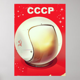 CCCP vintage Red Sovjetspace poster