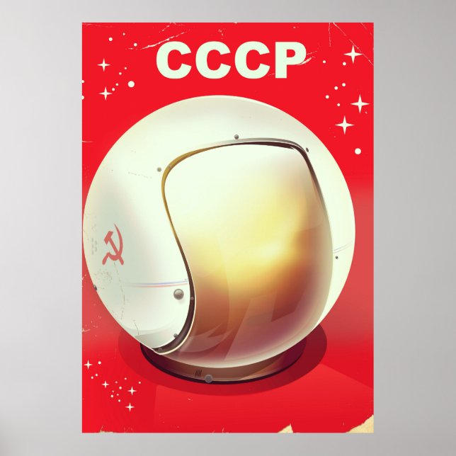 CCCP vintage Red Sovjetspace poster (Framsidan)