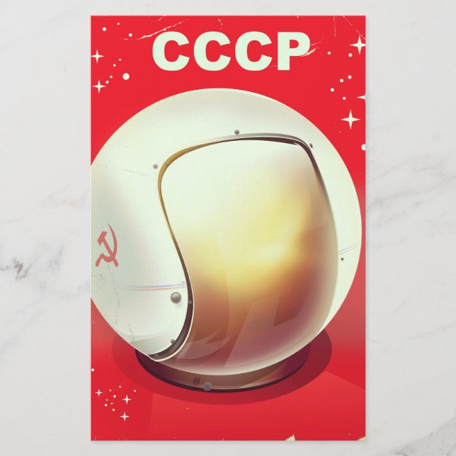 CCCP vintage röd sovjetisk rymdposter Brevpapper (Framsida)