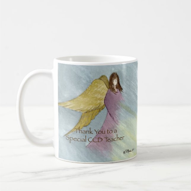 CCD Teacher Tack Gift Mugg, Angel Blue Kaffemugg (Vänster)