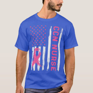 CCN Nurse American Flagga Nurse Breast Cancer Awar T Shirt