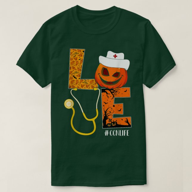 CCN Nurse Kärlek Nurse Life Halloween Pumpkin Cost T Shirt (Design framsida)
