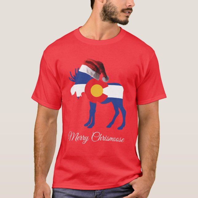 Ccolorado Moose på Jultomten hat T Shirt (Framsida)