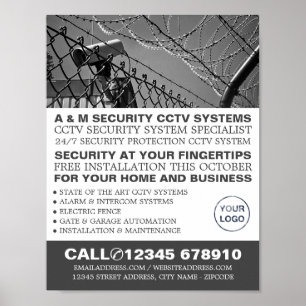 CCTV & Barbed Wire, CCTV-säkerhetsreklam Poster