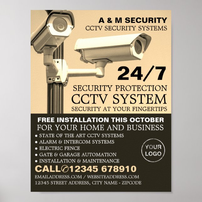 CCTV-kameror, CCTV-säkerhetsreklam Poster (Framsidan)