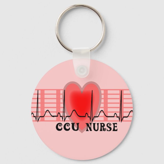 CCU Nurse Gift Ekg papper och hjärtdesign Nyckelring (Framsida)